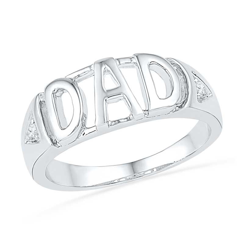 Men's Diamond Accent "DAD" ring in 10K White Gold