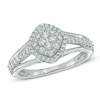 Thumbnail Image 0 of 0.50 CT. T.W. Diamond Tilted Square Frame Cluster Ring in 10K White Gold