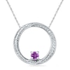 Thumbnail Image 0 of 4.0mm Amethyst and Diamond Accent Swirl Circle Pendant in Sterling Silver
