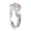 Thumbnail Image 2 of 4.0mm Lab-Created Pink Sapphire and Diamond Accent Heart Promise Ring in Sterling Silver (2 Names)