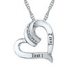Thumbnail Image 1 of Diamond Accent Tilted Heart Pendant in Sterling Silver (2 Lines)
