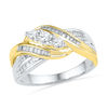 Thumbnail Image 0 of 0.50 CT. T.W. Diamond Three Stone Wrapped Ring in 10K Two-Tone Gold