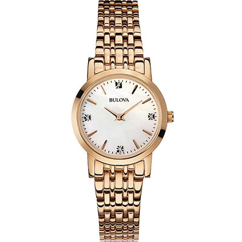 Ladies' Bulova Diamond Accent Watch with Mother-of-Pearl Dial (Model: 97P106)