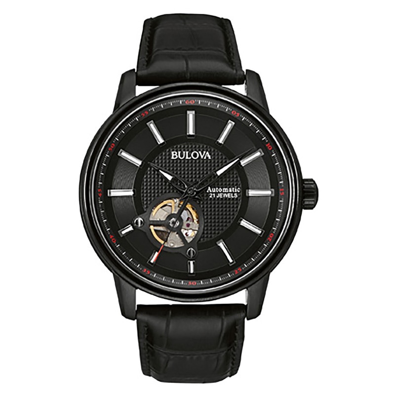 Men's Bulova Automatic Watch with Black Dial (Model: 98A139)