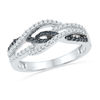 Thumbnail Image 0 of 0.33 CT. T.W. Enhanced Black and White Diamond Intertwined Ring in Sterling Silver