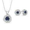 Thumbnail Image 0 of Lab-Created Blue and White Sapphire Pendant and Earrings Set in Sterling Silver