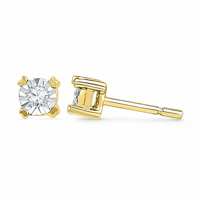 Diamond Accent Solitaire Stud Earrings in 10K Gold
