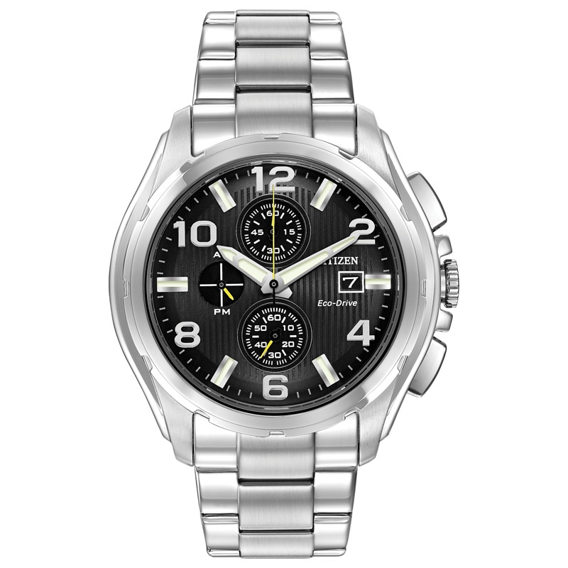 Men's Citizen Eco-Drive® Chronograph Watch with Black Dial (Model: CA0271-56E)