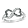 Thumbnail Image 0 of 0.16 CT. T.W. Black Diamond Sideways Heart Infinity Ring in Sterling Silver