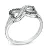 Thumbnail Image 1 of 0.16 CT. T.W. Black Diamond Sideways Heart Infinity Ring in Sterling Silver