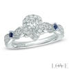 Thumbnail Image 0 of Vera Wang Love Collection 0.58 CT. T.W. Pear-Shaped Diamond and Blue Sapphire Ring in 14K White Gold