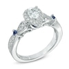 Thumbnail Image 1 of Vera Wang Love Collection 0.58 CT. T.W. Pear-Shaped Diamond and Blue Sapphire Ring in 14K White Gold