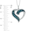 Thumbnail Image 1 of 0.11 CT. T.W. Enhanced Blue Diamond Beaded Ribbon Heart Pendant in Sterling Silver