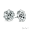 Thumbnail Image 0 of Vera Wang Love Collection 0.19 CT. T.W. Diamond Rose Stud Earrings in Sterling Silver