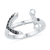 Thumbnail Image 0 of 0.10 CT. T.W. Enhanced Black and White Diamond Sideways Anchor Ring in Sterling Silver