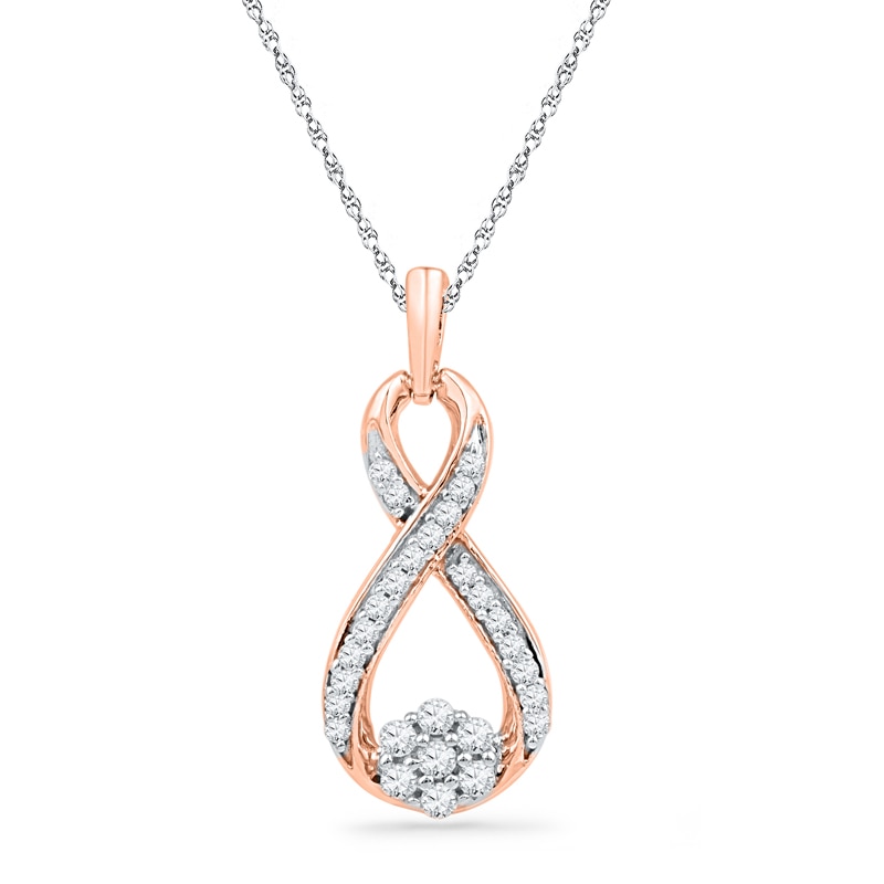 0.25 CT. T.W. Diamond Infinity with Cluster Pendant in 10K Rose Gold