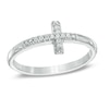 Thumbnail Image 0 of Diamond Accent Sideways Cross Midi Ring in Sterling Silver