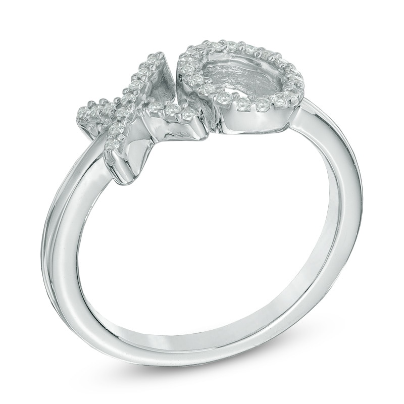 Diamond Accent "XO" Midi Ring in Sterling Silver