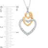 Thumbnail Image 1 of Diamond Accent Motherly Love Double Heart Pendant in Sterling Silver and 14K Gold Plate