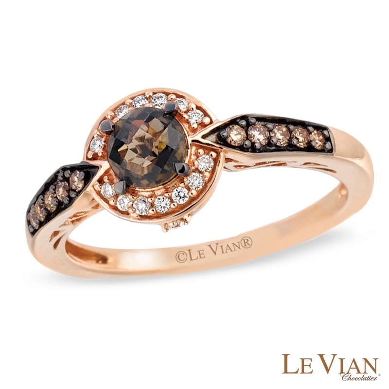 Le Vian® Chocolate Quartz™ and 0.17 CT. T.W. Diamond Ring in 14K Strawberry Gold™