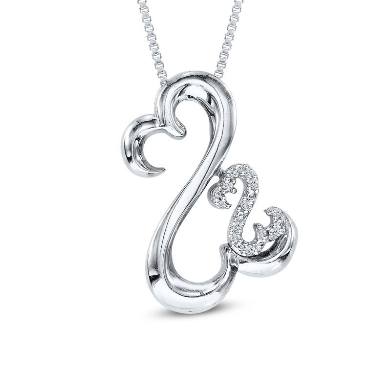 Open Hearts Family by Jane Seymour™ Diamond Accent Tilted Motherly Love Pendant in Sterling Silver