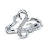 Thumbnail Image 0 of Open Hearts by Jane Seymour™ 0.04 CT. T.W. Diamond Ring in Sterling Silver