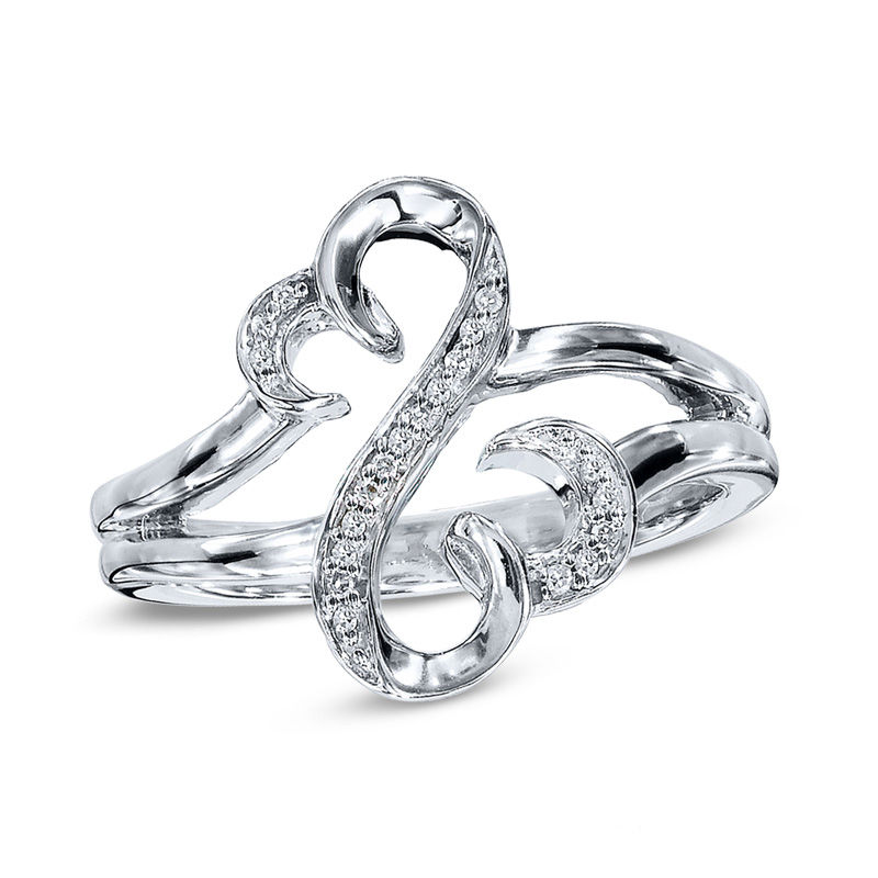 Open Hearts by Jane Seymour™ 0.04 CT. T.W. Diamond Ring in Sterling Silver