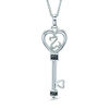 Thumbnail Image 0 of Open Hearts by Jane Seymour™ 0.065 CT. T.W. Enhanced Black and White Diamond Top Key Pendant in Sterling Silver