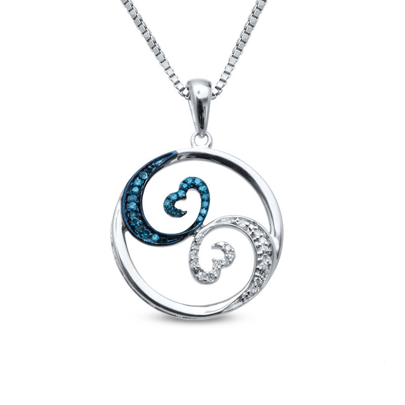 Open Hearts Waves by Jane Seymour™ 0.10 CT. T.W. Diamond Circle Pendant in Sterling Silver