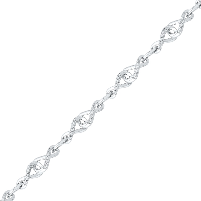 0.20 CT. T.W. Diamond Interlocking Infinity Bracelet in Sterling Silver - 7.25"