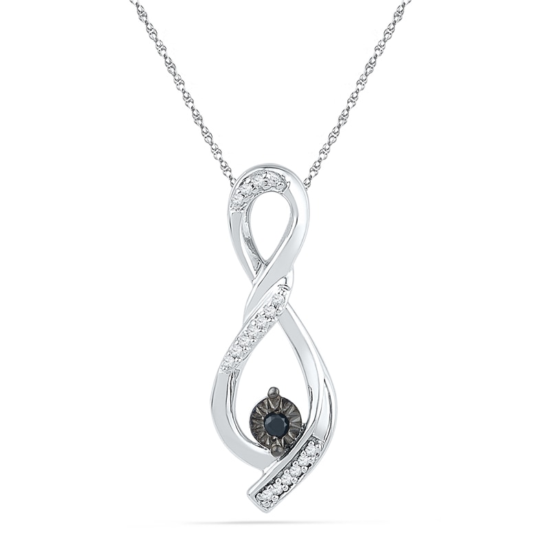 0.10 CT. T.W. Enhanced Black and White Diamond Infinity Pendant in Sterling Silver