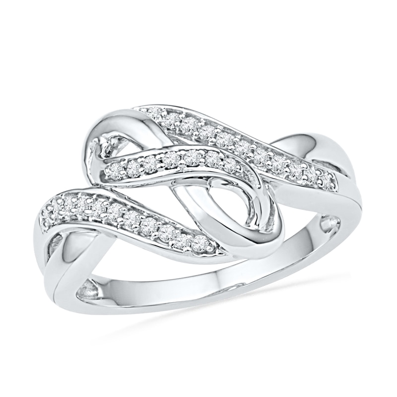 0.20 CT. T.W. Diamond Infinity Bypass Ring in Sterling Silver