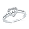 Thumbnail Image 0 of 0.10 CT. T.W. Diamond Heart Promise Ring in Sterling Silver