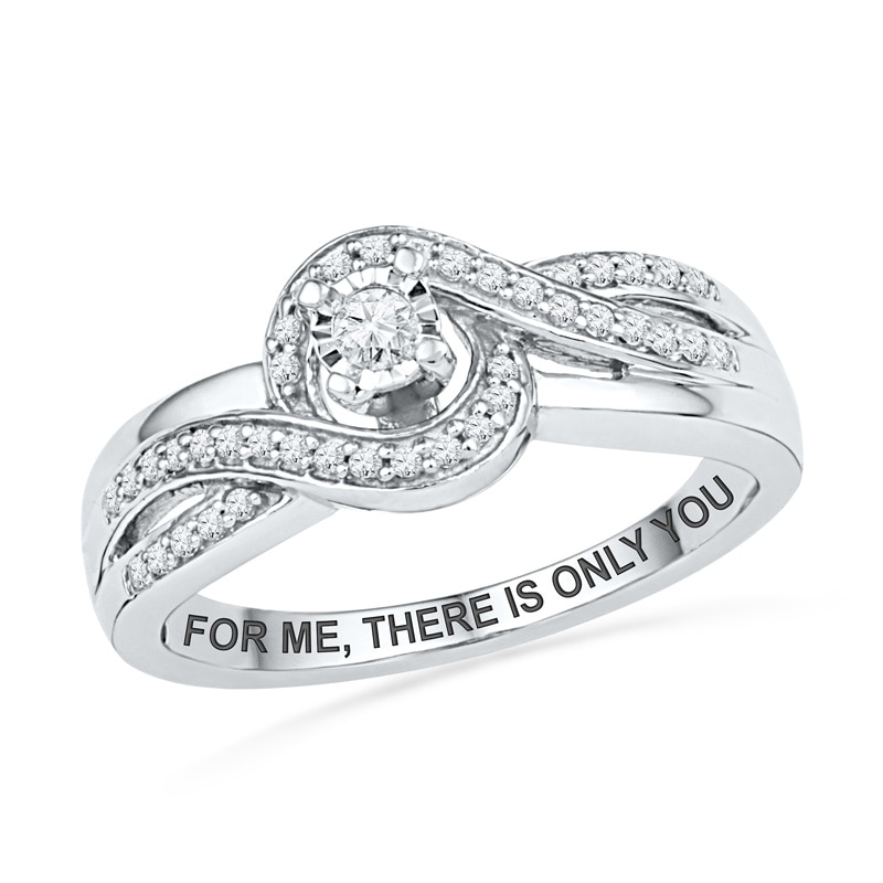 0.20 CT. T.W. Diamond Swirl Promise Ring in Sterling Silver (25 Characters)