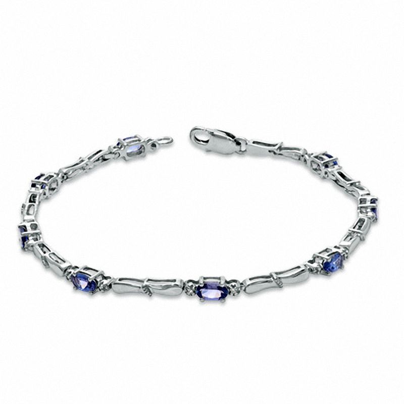 Oval Tanzanite and Diamond Accent Bracelet in Sterling Silver
