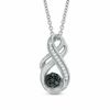 Thumbnail Image 0 of 0.10 CT. T.W. Enhanced Black and White Diamond Cluster Infinity Pendant in Sterling Silver
