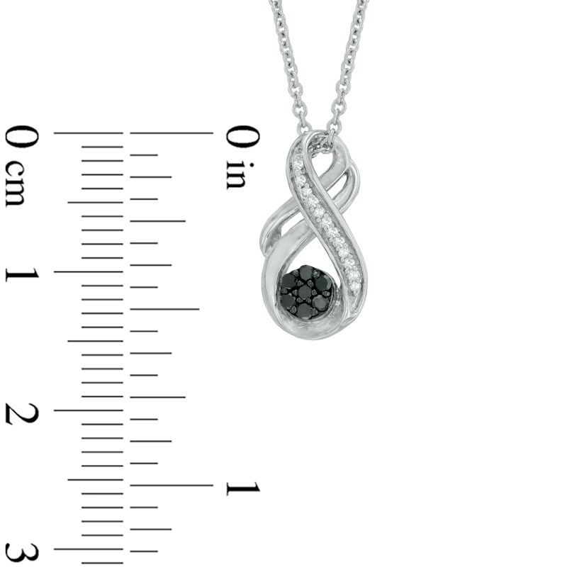 0.10 CT. T.W. Enhanced Black and White Diamond Cluster Infinity Pendant in Sterling Silver