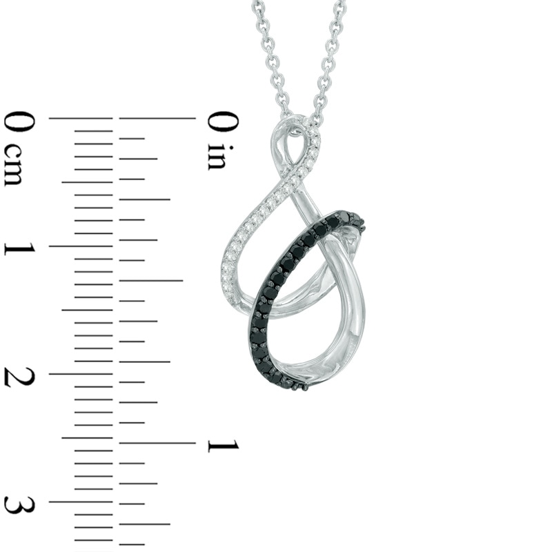 0.15 CT. T.W. Enhanced Black and White Diamond Infinity Ribbon Pendant in Sterling Silver