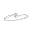 Thumbnail Image 0 of 0.10 CT. T.W. Diamond Abstract Overlay Bangle in Sterling Silver and 10K Rose Gold