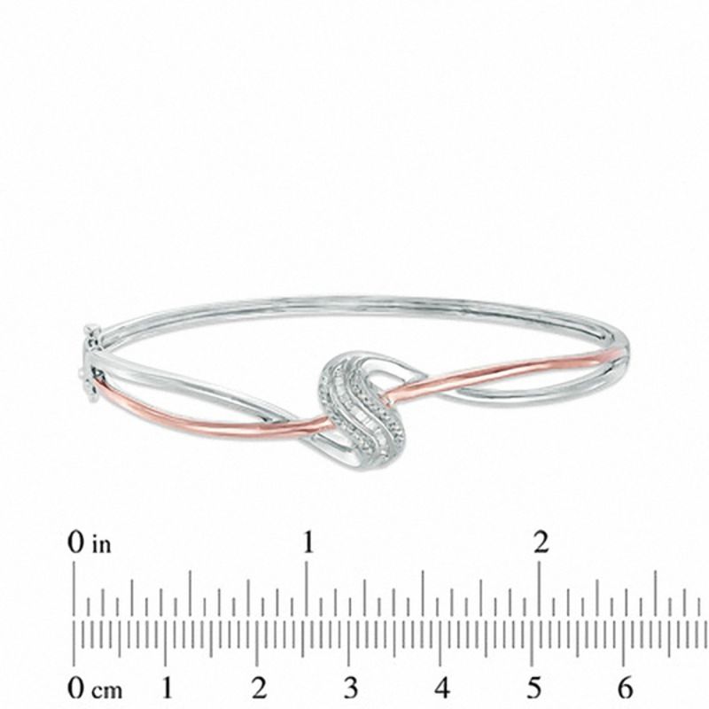 0.10 CT. T.W. Diamond Abstract Overlay Bangle in Sterling Silver and 10K Rose Gold