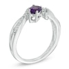 Thumbnail Image 1 of Oval Amethyst and 0.10 CT. T.W. Diamond Split Shank Ring in Sterling Silver