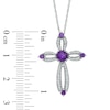 Thumbnail Image 1 of 5.0mm Amethyst and 0.20 CT. T.W. Diamond Cross Pendant in Sterling Silver