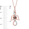 Thumbnail Image 1 of 4.2mm Smoky Quartz and 0.09 CT. T.W. Diamond Infinity Angel Pendant in 10K Rose Gold