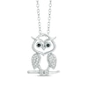 Thumbnail Image 0 of 0.10 CT. T.W. Enhanced Black and White Diamond Owl Pendant in Sterling Silver