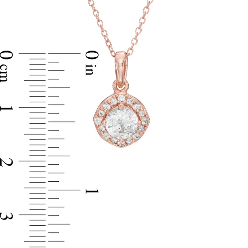 Lab-Created White Sapphire Vintage-Style Pendant and Stud Earrings Set in Sterling Silver with 18K Rose Gold Plate