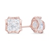 Thumbnail Image 0 of 8.0mm White Lab-Created Sapphire Soliatire Stud Earrings in Sterling Silver with 18K Rose Gold Plate