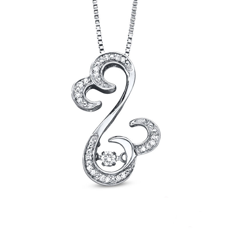 Open Hearts Rhythm by Jane Seymour™ 0.10 CT. T.W. Diamond Curlique Pendant in Sterling Silver