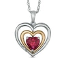 Thumbnail Image 0 of 6.0mm Heart-Shaped Lab-Created Ruby Heart Pendant in Sterling Silver and 14K Gold Plate