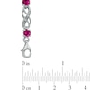 Thumbnail Image 1 of Lab-Created Ruby and Diamond Accent Infinity Bracelet in Sterling Silver - 7.5"
