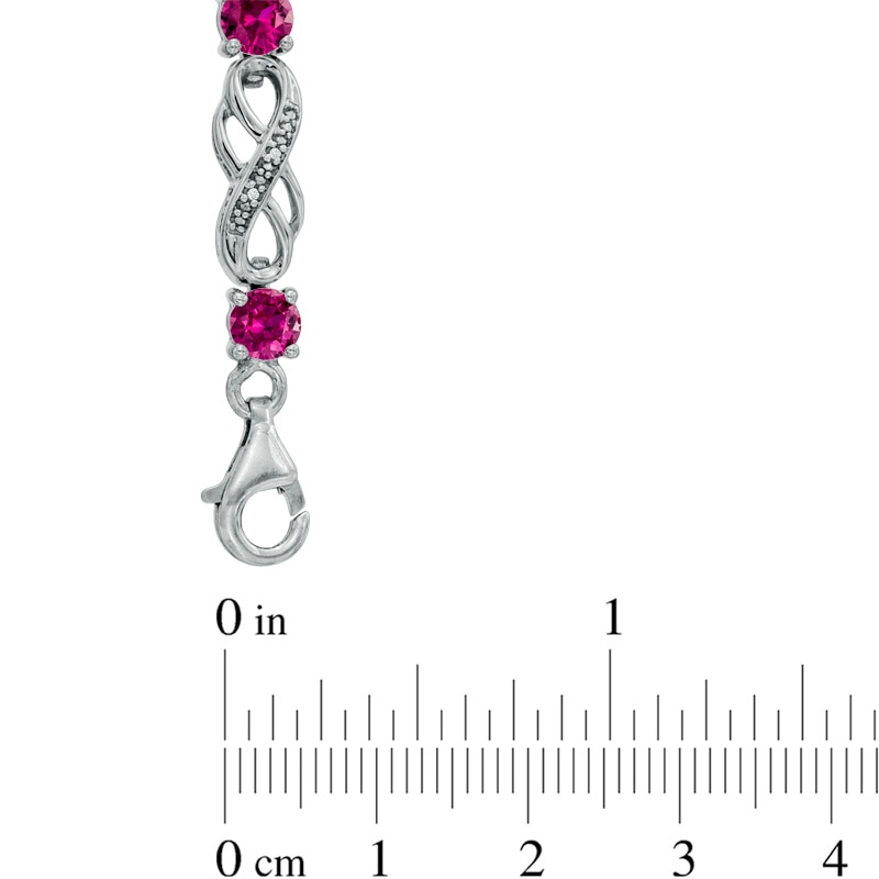 Lab-Created Ruby and Diamond Accent Infinity Bracelet in Sterling Silver - 7.5"